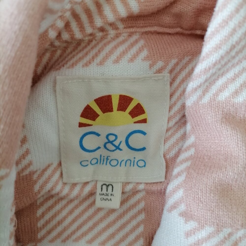 C&C California Women Dusty Pink & White Brick Plaid Print Fairbanks Shirt Size M - Picture 5 of 7